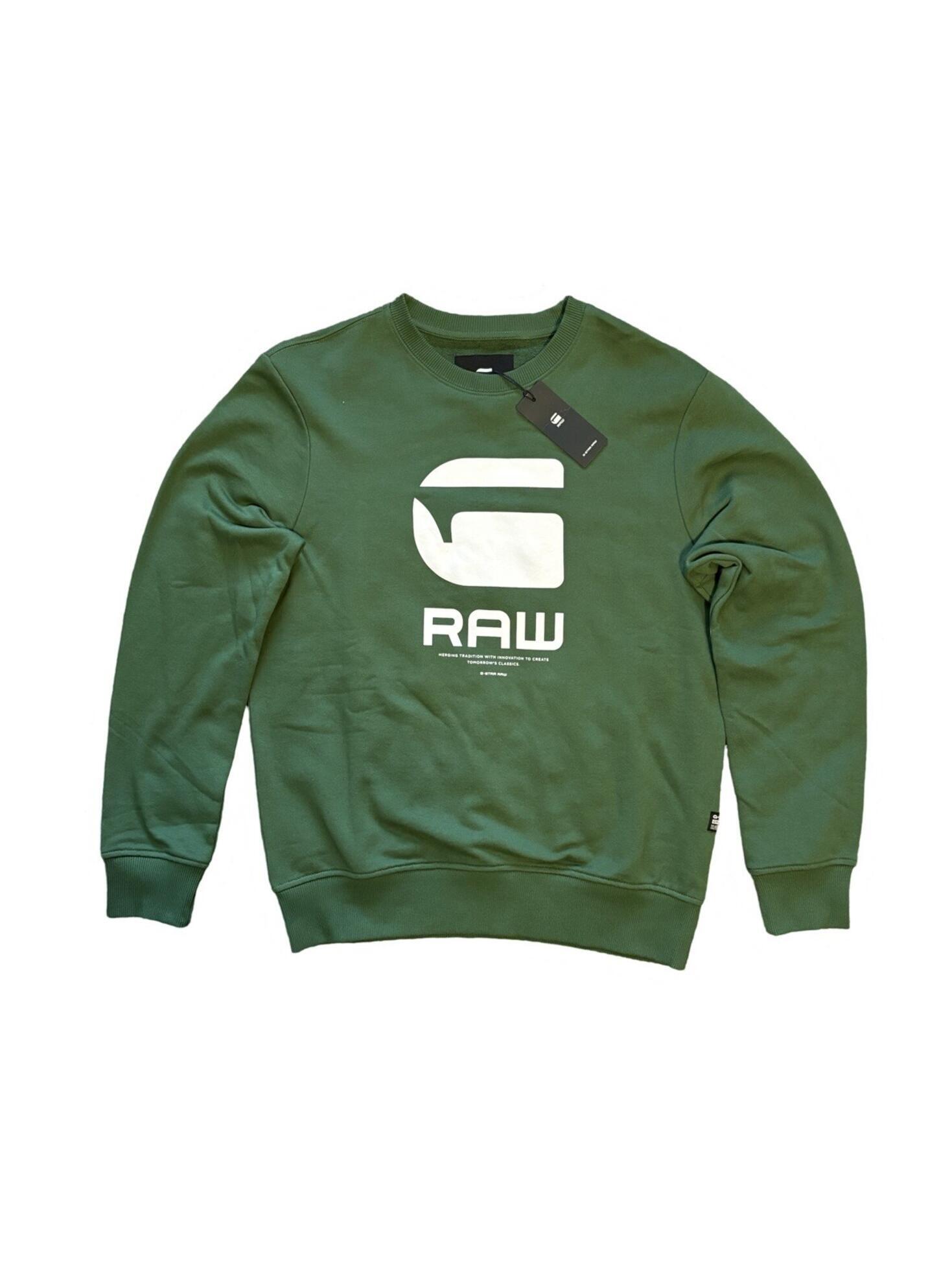 G-Star Raw Mens Big Logo Graphic Sweatshirt Deep Nuri Green Size Medium New $130